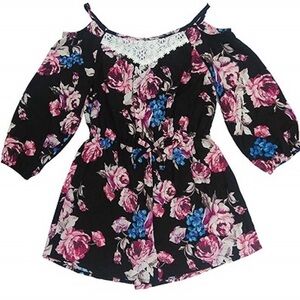 Pink & Violet Romper Cold Shoulder Girls XL 14/16